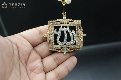 Beautiful Pearl Zircon Allah Name Pendant Locket