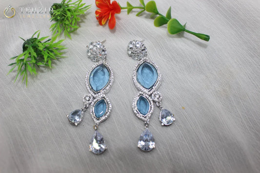 Beautiful Zimal Zircon Earrings Blue