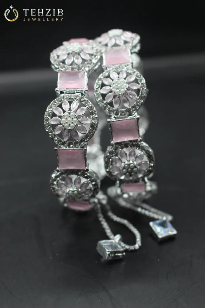 Fancy Adjustable Pink Bangles 