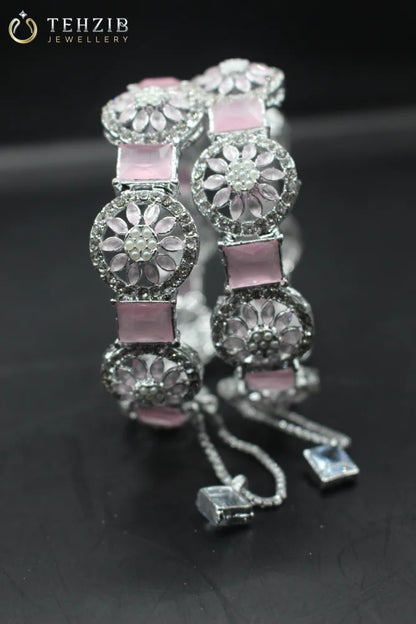 Fancy Adjustable Pink Bangles 