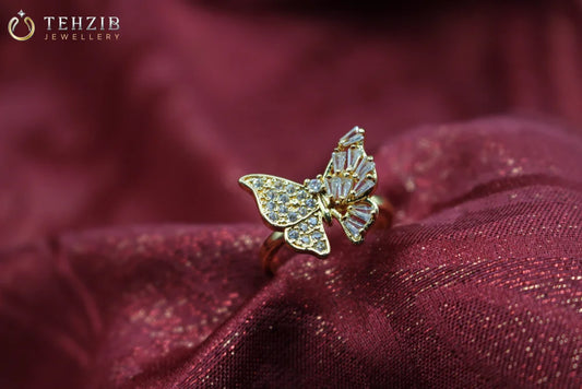 Adjustable Platted Butterfly Ring