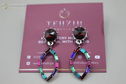 Multi Color Crystal Drop Earrings