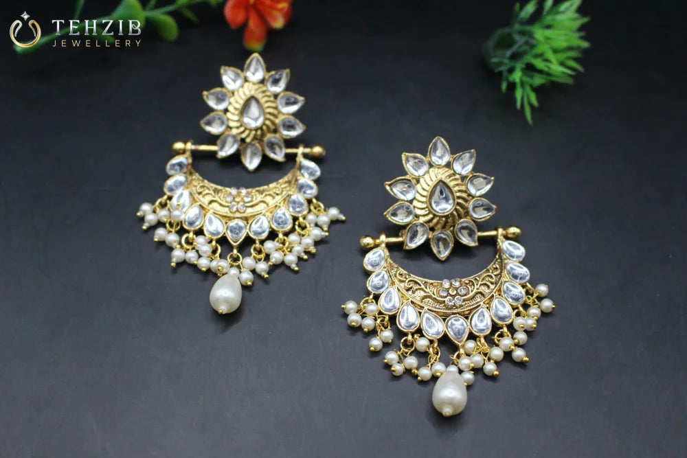Pearl Kundan Chand Bali 