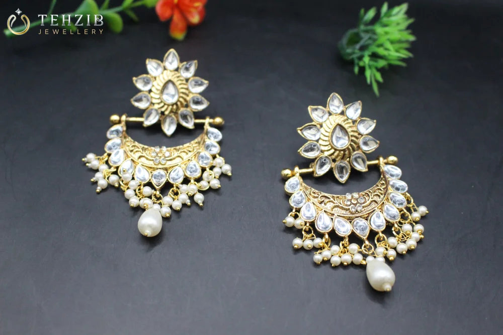 Pearl Kundan Chand Bali 
