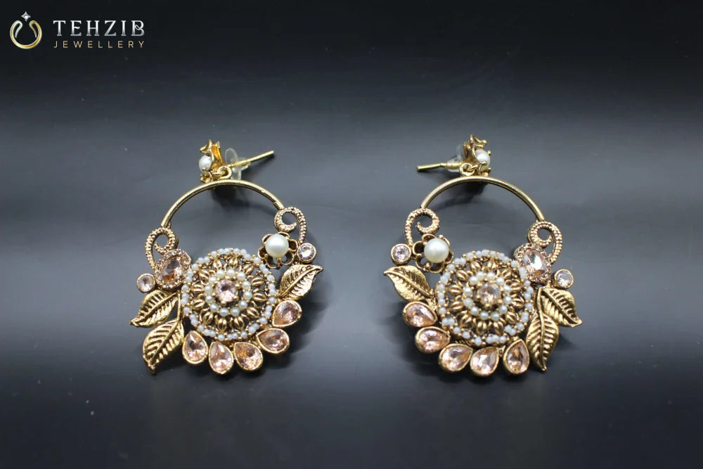 Ethnic Fancy Earrings with Champagne Stones