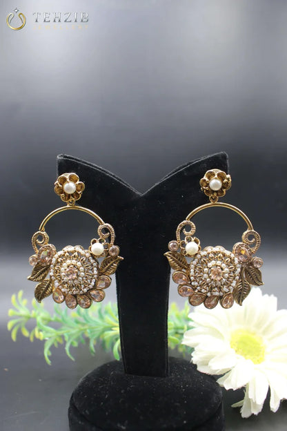 Ethnic Fancy Earrings with Champagne Stones