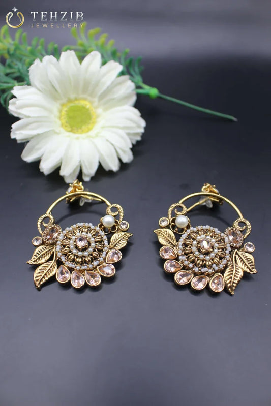 Ethnic Fancy Earrings with Champagne Stones