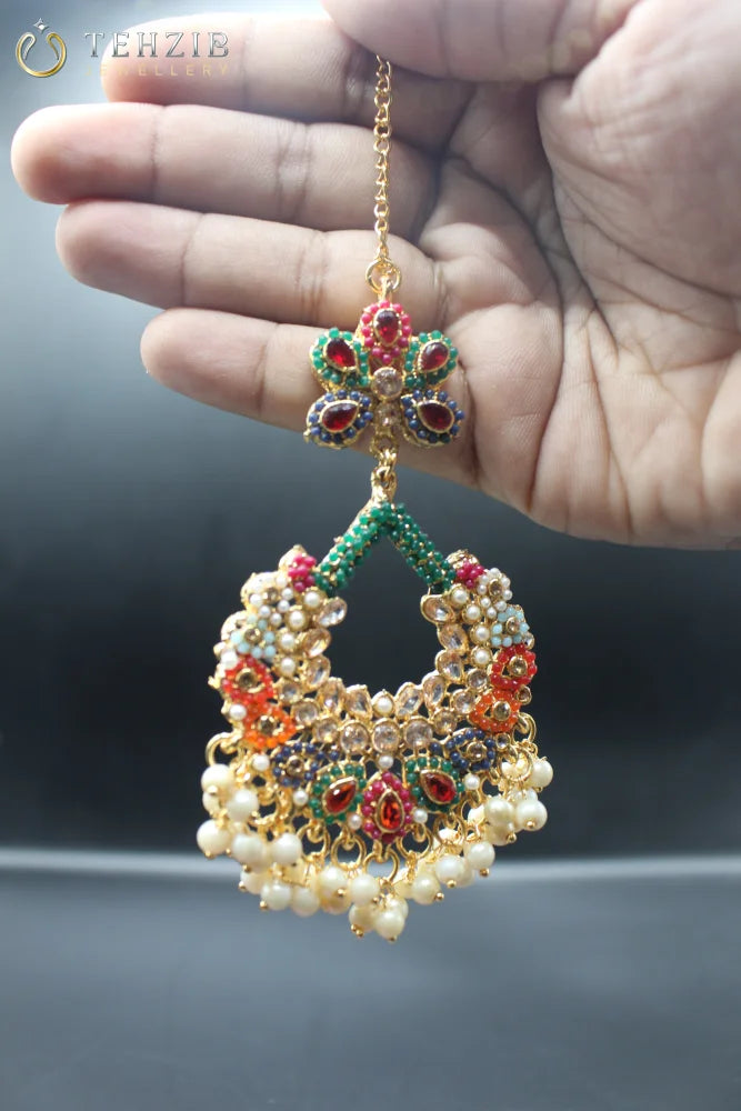 GulBhar Nauratan Earring with Tikka