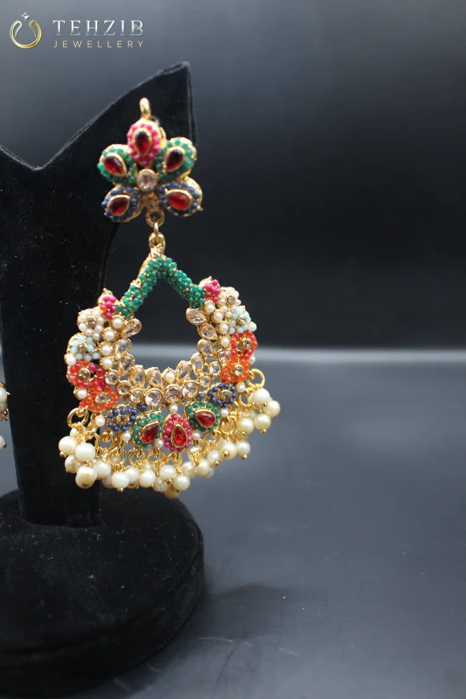 GulBhar Nauratan Earring with Tikka