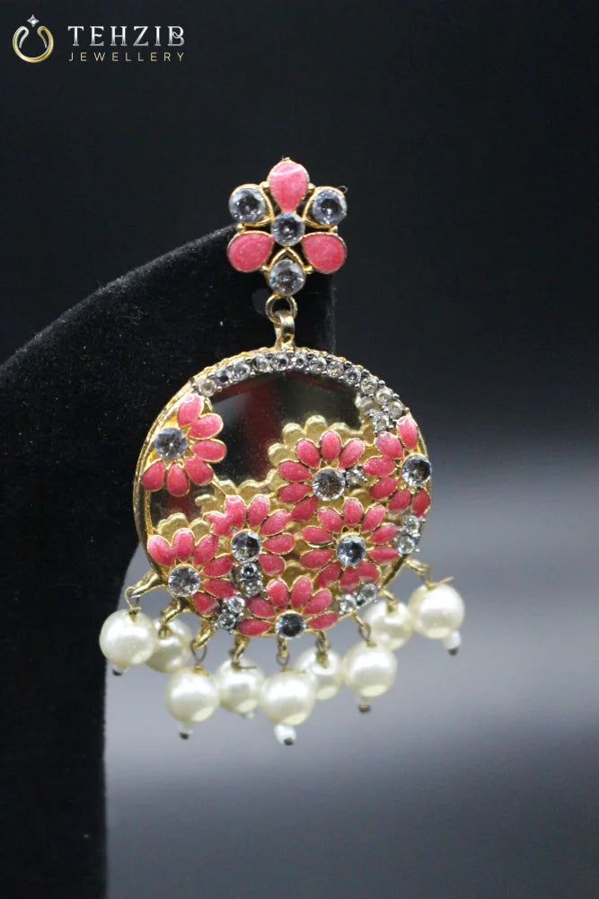 Ethnic Sheesha Floral Meenakari Earring 