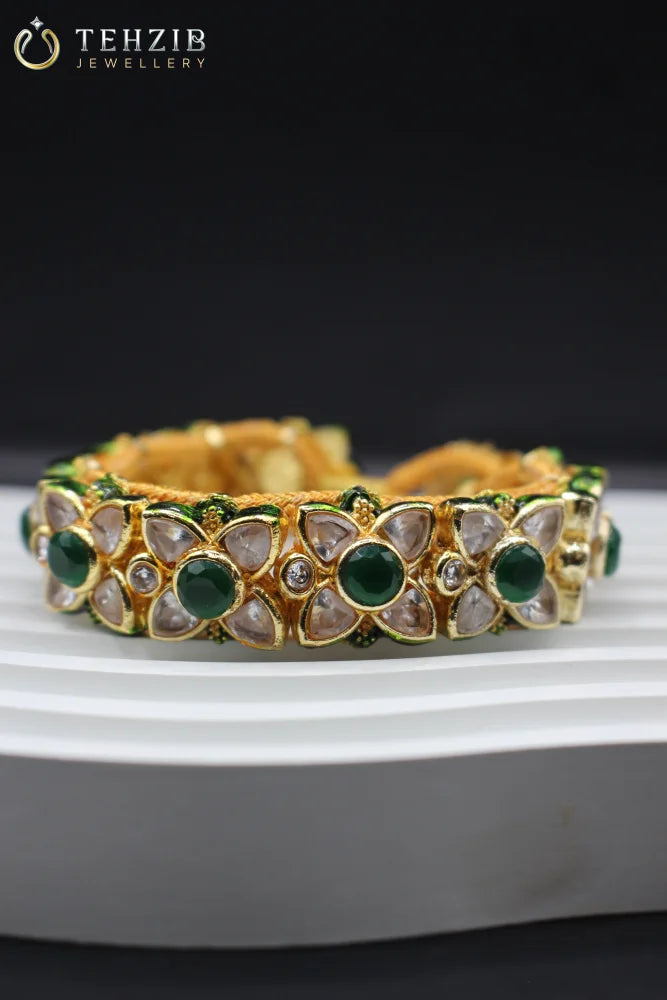 Antique Rajputi Kundan Gold Designers Bracelet