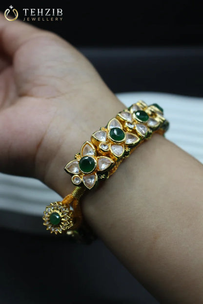 Antique Rajputi Kundan Gold Designers Bracelet