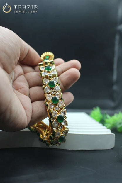 Antique Rajputi Kundan Gold Designers Bracelet