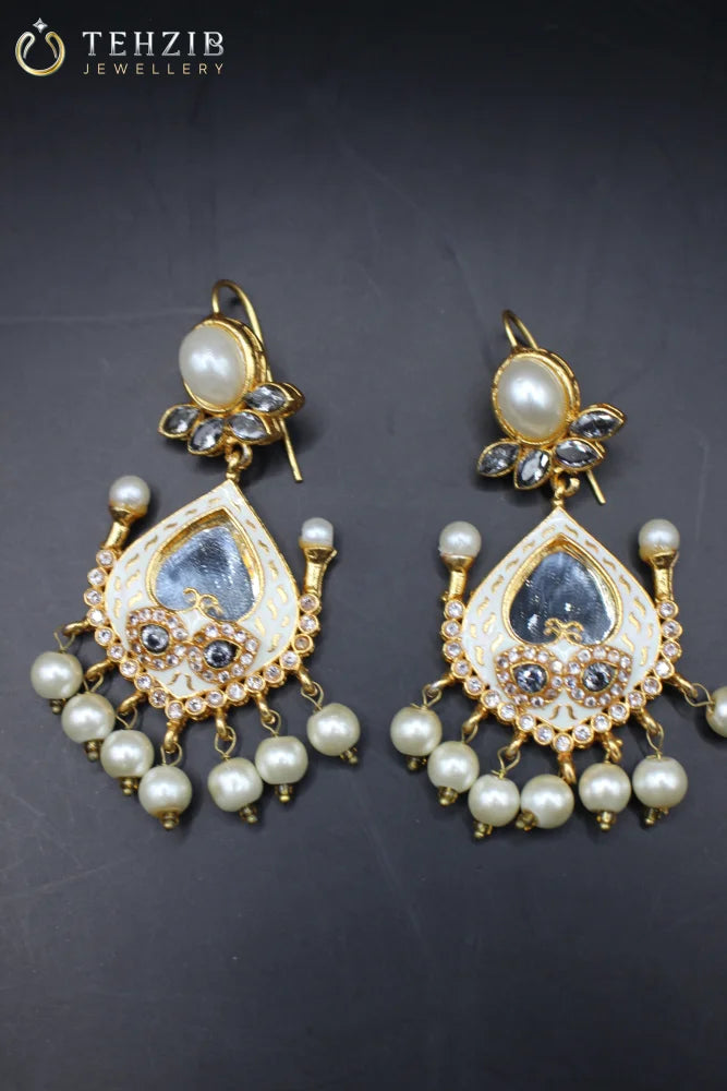 Antique Pearl Heart Sheesh Earring 