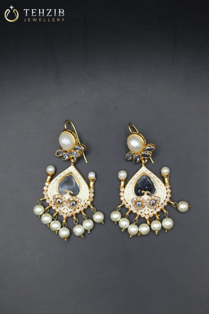 Antique Pearl Heart Sheesh Earring 