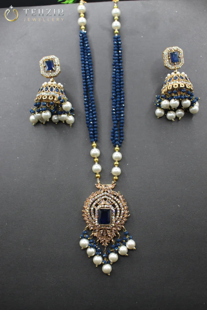 Zircon Mala with Jhumka Set