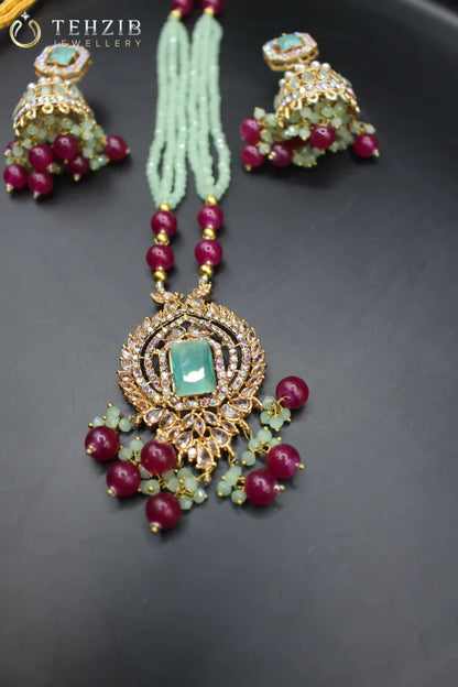 Zircon Mala with Jhumka Set