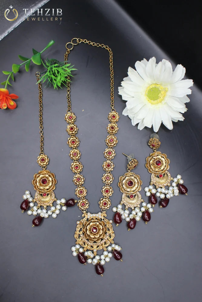 Rajwadi Mala Necklace Set