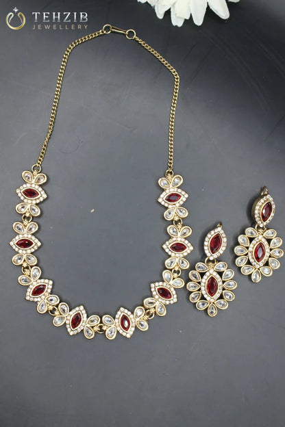 Elegant Design with Kundan and Zircon Necklace Set