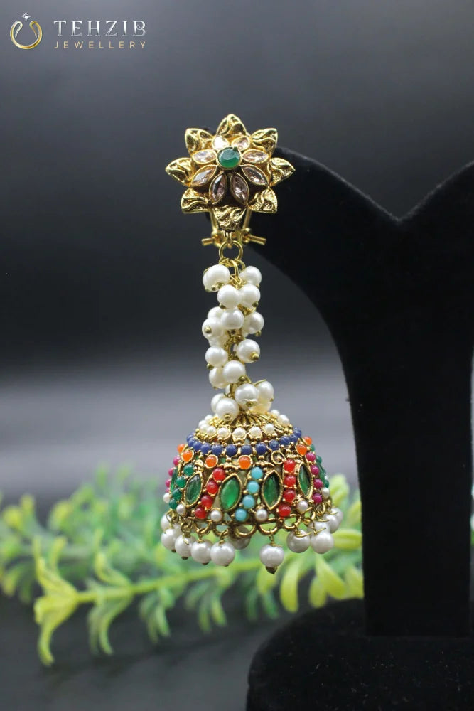 Traditional Floral Multicolor Jhumka 