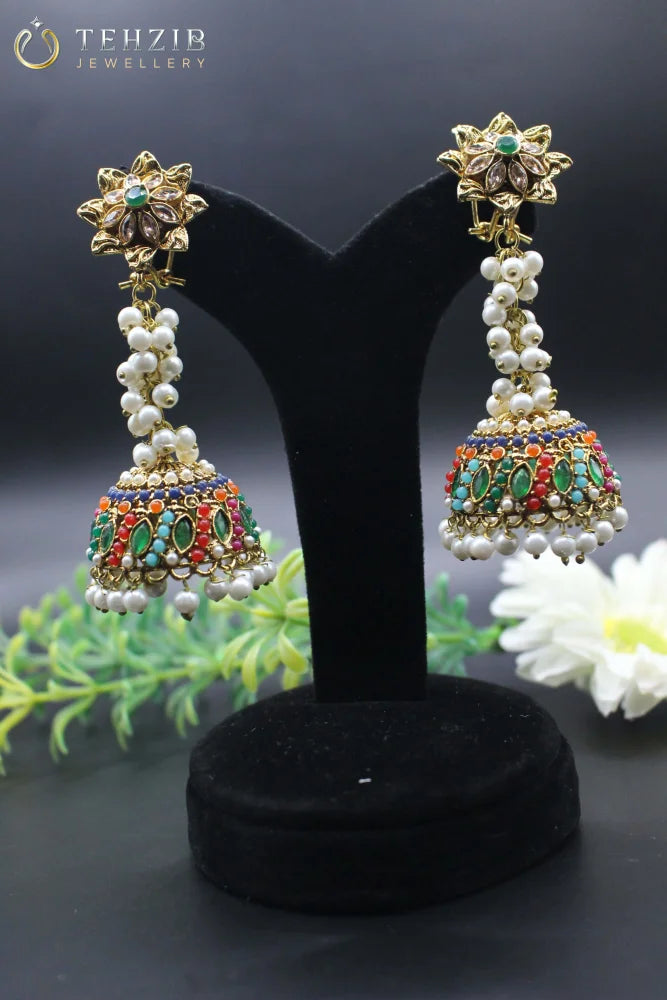 Traditional Floral Multicolor Jhumka 