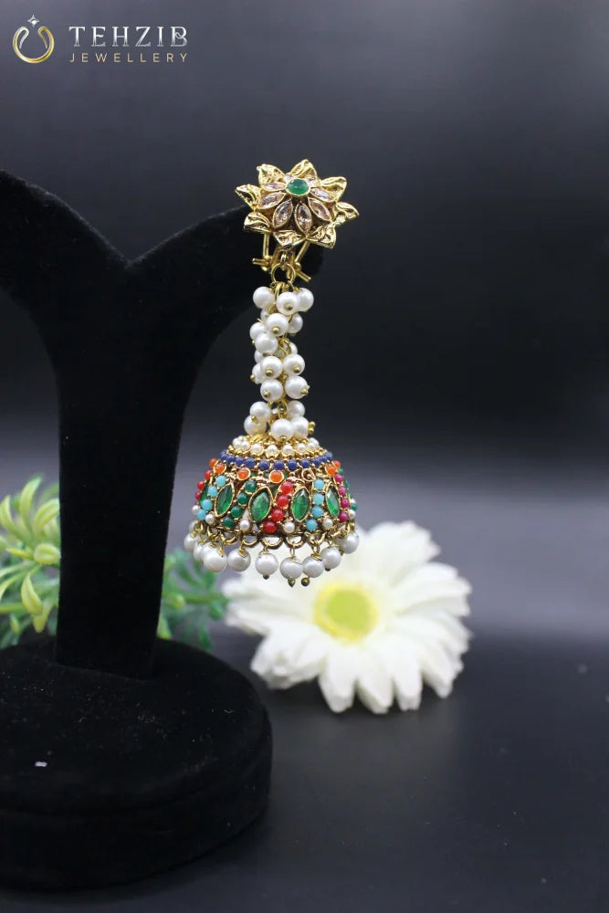 Traditional Floral Multicolor Jhumka 