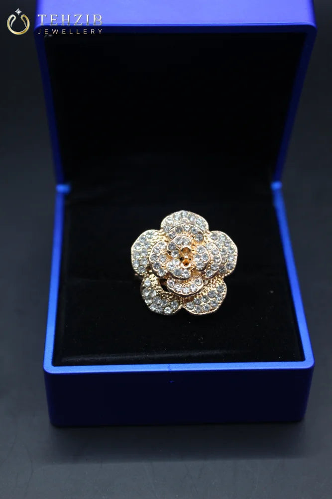 Flora zircon Adjustable Ring with White Stone