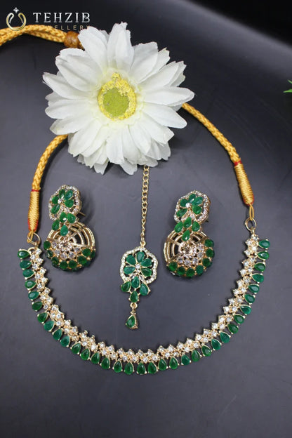 Round Neck Antique Semi Precious Stone Designer Necklace Set