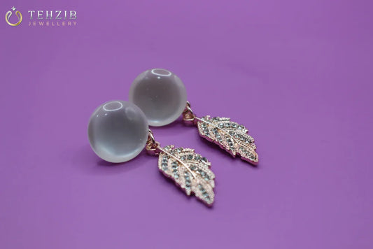 Rhinestone Stylish Leaf Drop Earrings