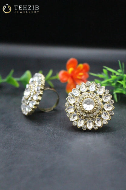 Stunning Adjustable Inaaya Kundan Ring 