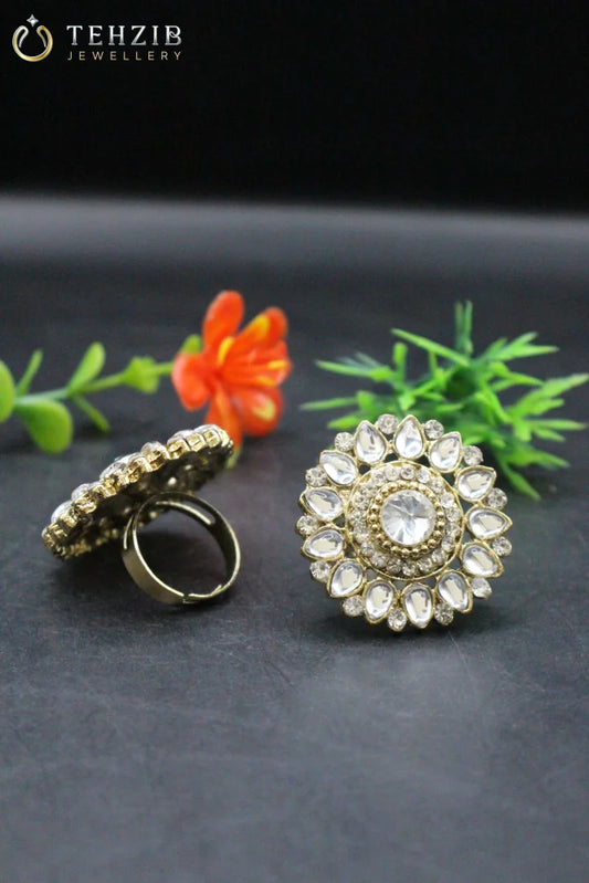 Stunning Adjustable Inaaya Kundan Ring 