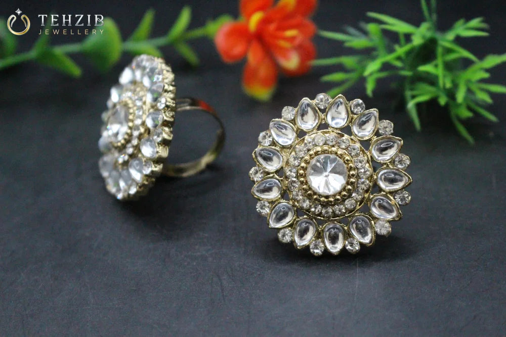 Stunning Adjustable Inaaya Kundan Ring 